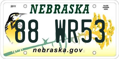 NE license plate 88WR53