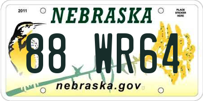 NE license plate 88WR64