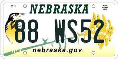 NE license plate 88WS52