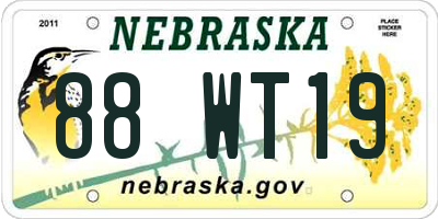 NE license plate 88WT19