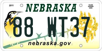 NE license plate 88WT37