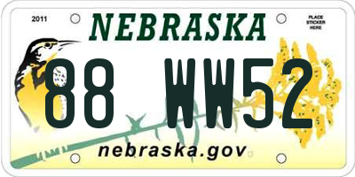 NE license plate 88WW52