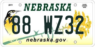 NE license plate 88WZ32
