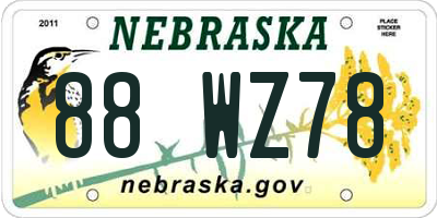 NE license plate 88WZ78