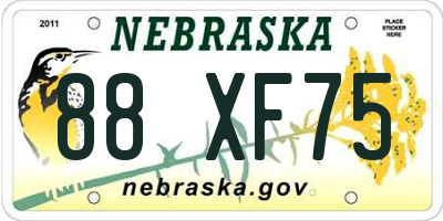 NE license plate 88XF75