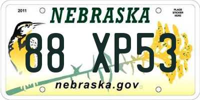 NE license plate 88XP53