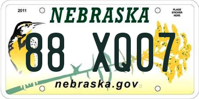 NE license plate 88XQ07