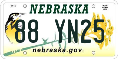 NE license plate 88YN25