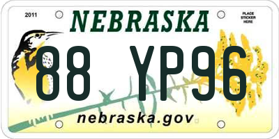 NE license plate 88YP96