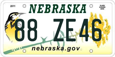 NE license plate 88ZE46