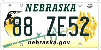 NE license plate 88ZE52