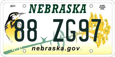 NE license plate 88ZG97