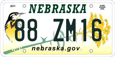 NE license plate 88ZM16