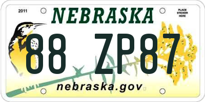 NE license plate 88ZP87