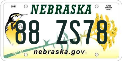 NE license plate 88ZS78