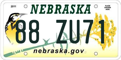 NE license plate 88ZU71