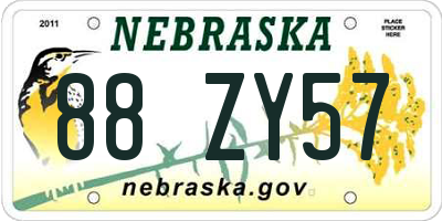 NE license plate 88ZY57