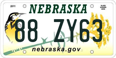 NE license plate 88ZY63
