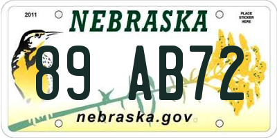 NE license plate 89AB72