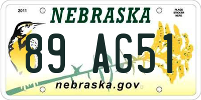 NE license plate 89AG51