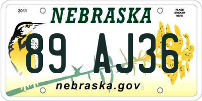 NE license plate 89AJ36