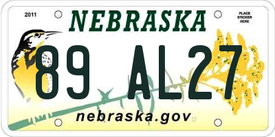 NE license plate 89AL27