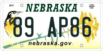 NE license plate 89AP86