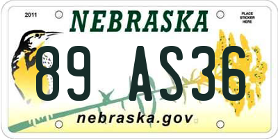 NE license plate 89AS36