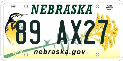 NE license plate 89AX27