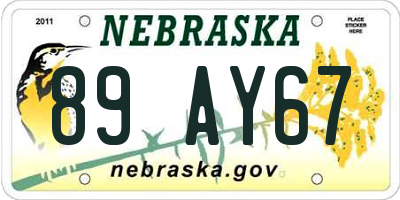 NE license plate 89AY67