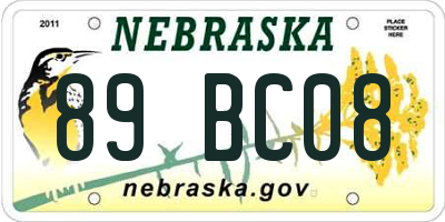 NE license plate 89BC08