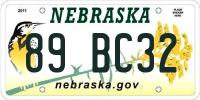NE license plate 89BC32