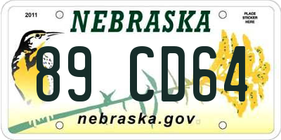 NE license plate 89CD64