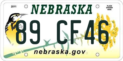 NE license plate 89CF46