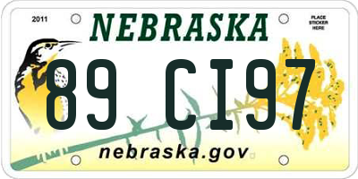 NE license plate 89CI97