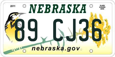NE license plate 89CJ36