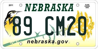 NE license plate 89CM20