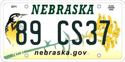 NE license plate 89CS37