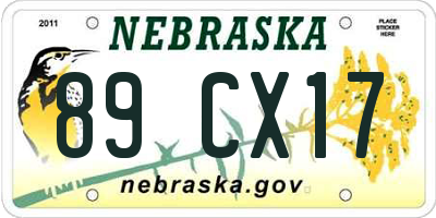 NE license plate 89CX17