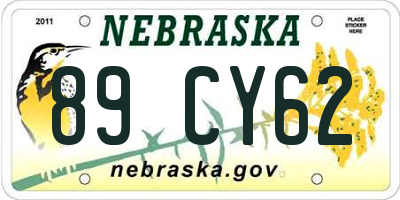 NE license plate 89CY62