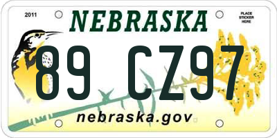 NE license plate 89CZ97