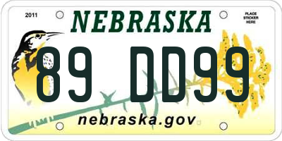 NE license plate 89DD99