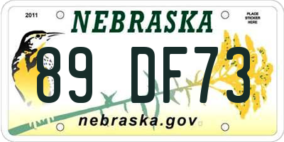 NE license plate 89DF73