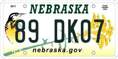 NE license plate 89DK07