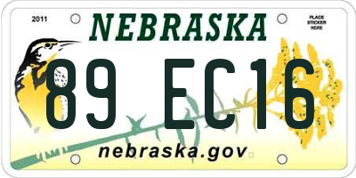 NE license plate 89EC16