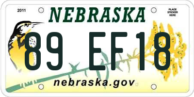 NE license plate 89EF18