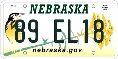 NE license plate 89EL18