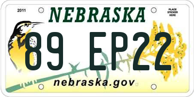NE license plate 89EP22