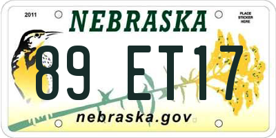 NE license plate 89ET17