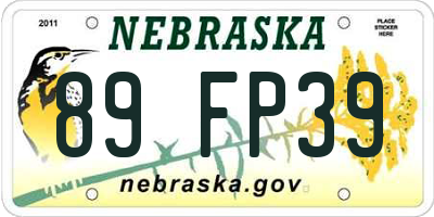 NE license plate 89FP39